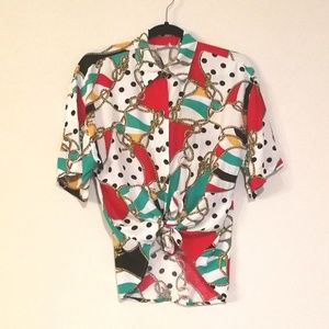 versace inspired print blouse